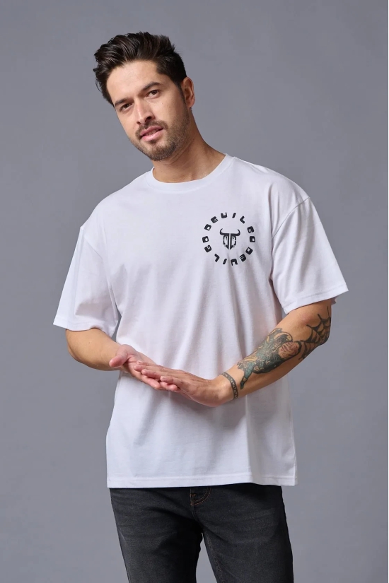 Cruel (in Gradient) Printed White Oversized T-Shirt for Men S