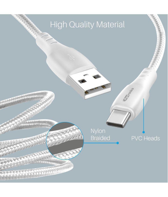 Portronics Konnect A Type -C Cable:1M Type-C Cable with PVC Heads ,White (POR 1179) - White