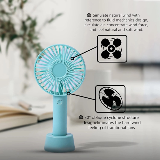 Uttamrobotics Mini Portable USB Hand Fan Built-in Rechargeable Battery Operated Table Fan -Handy Base For Home Office Indoor Outdoor Travel (Multicolour)