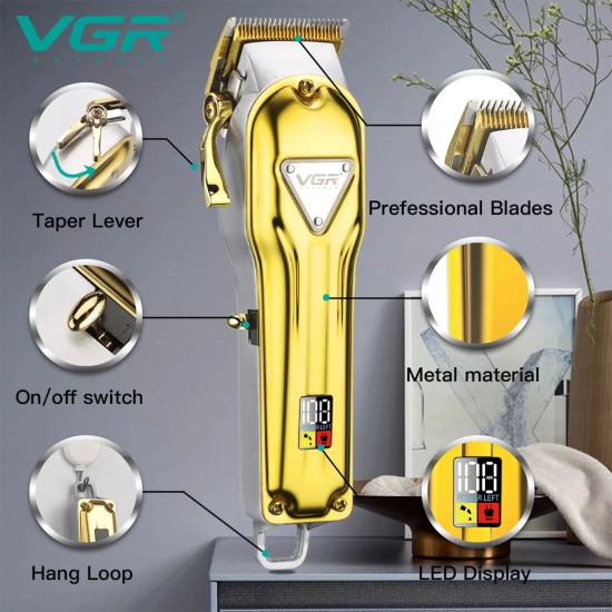 VGR V-140 Hair Clipper For Men Gold-VGR V-140 Hair Clipper For Men, Gold