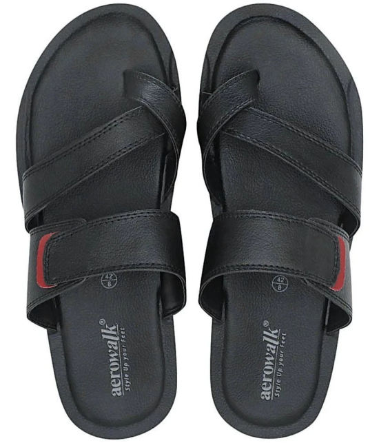 Aerowalk Black Mens Leather Slipper - None