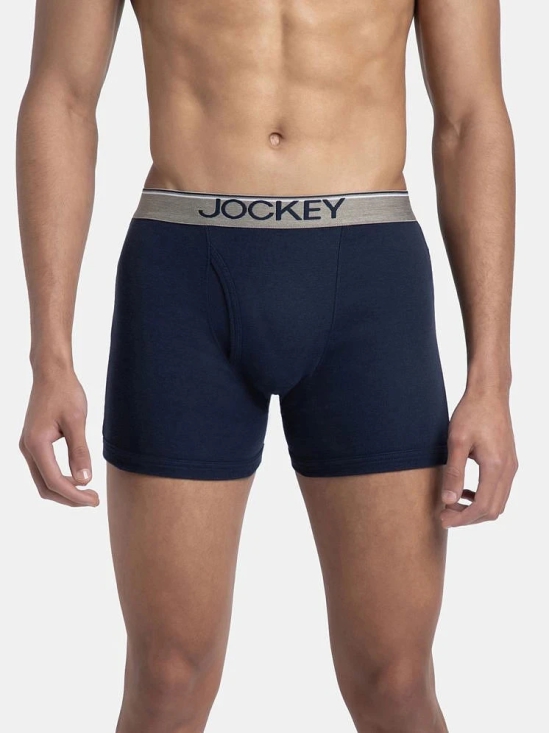 Jockey 8009 Men Super Combed Cotton Rib Solid Boxer Brief - Navy/Charcoal Mel/Grey Mel (Pack of 3) - None