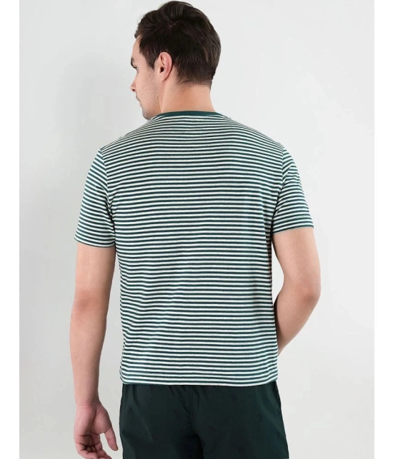 U.S. Polo Assn. Cotton Regular Fit Striped Half Sleeves Mens T-Shirt - Dark Green ( Pack of 1 ) - None