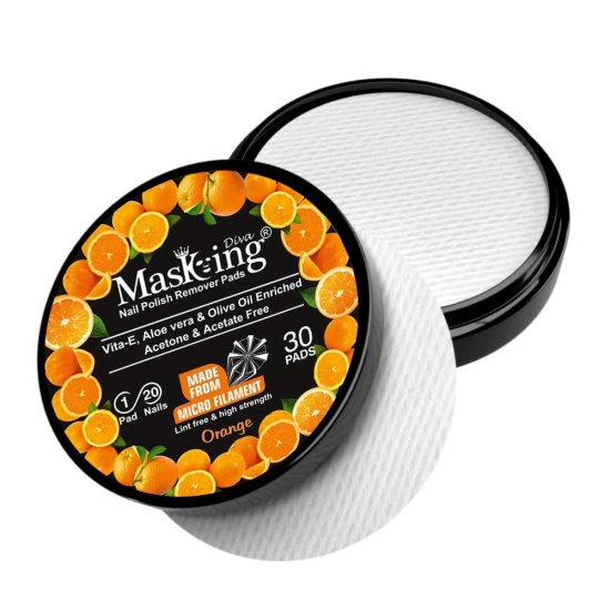 MasKing Bamboo Facial Sheet Mask For Lavender, Papaya, Neem & Saffron Ideal For Women & Men (Combo Pack of 4) | Diva Orange Nail Polish Remover 30 Round Pads (Pack of 1)