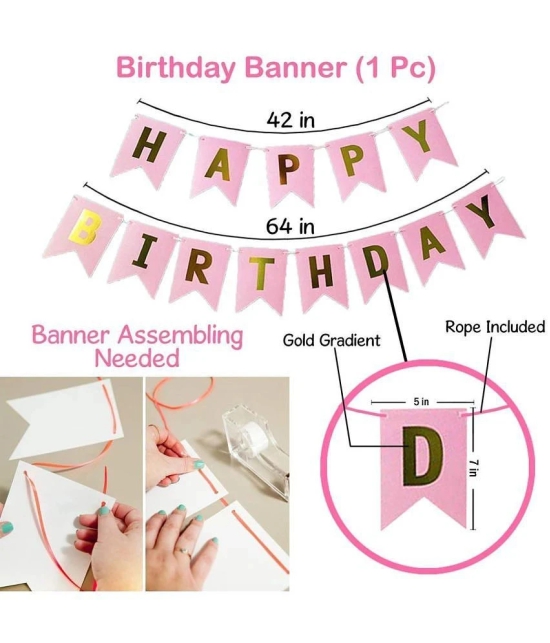 Zyozi Birthday Banner-White,Pink & Rosegold Balloons Garland Arch Kit with Rosegold Confetti Balloons Set for Birthday Balloons Decorations (Pack of 59) - Beige