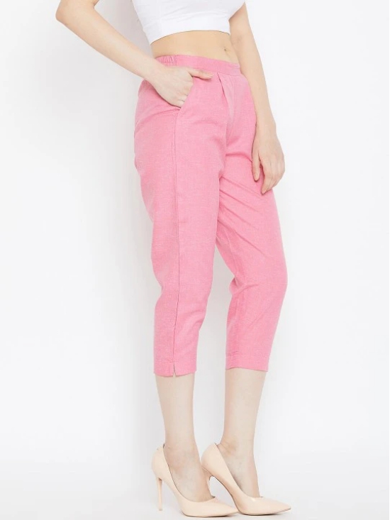 Women Pink Textured Cigarette Trousers