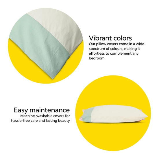 Colour Accent 100% Cotton Bed Pillow Cover | Set of 2 Pista