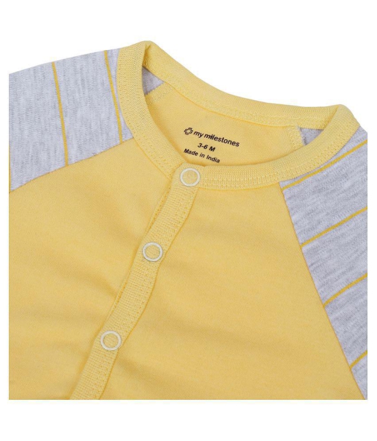 My Milestones T-shirt Half Sleeves Boys Yellow Grey Raglan/ Grey Navy Blue Raglan-2Pc Pack - 0-3 M - None