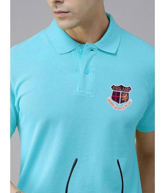 ADORATE - Turquoise Cotton Regular Fit Mens Polo T Shirt ( Pack of 1 ) - None