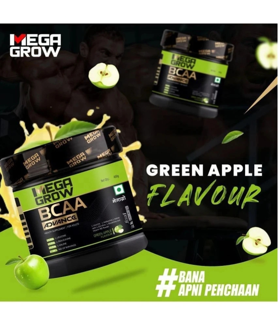 Megagrow Advance BCAA Intra/Pre Workout Supplement for Men Women|Green Apple Flavor,400g-29 Servings