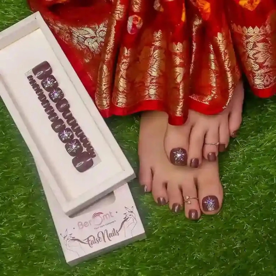 BRIDAL TOE NAILS - (NAIL KIT INCLUDED)-Wine Red