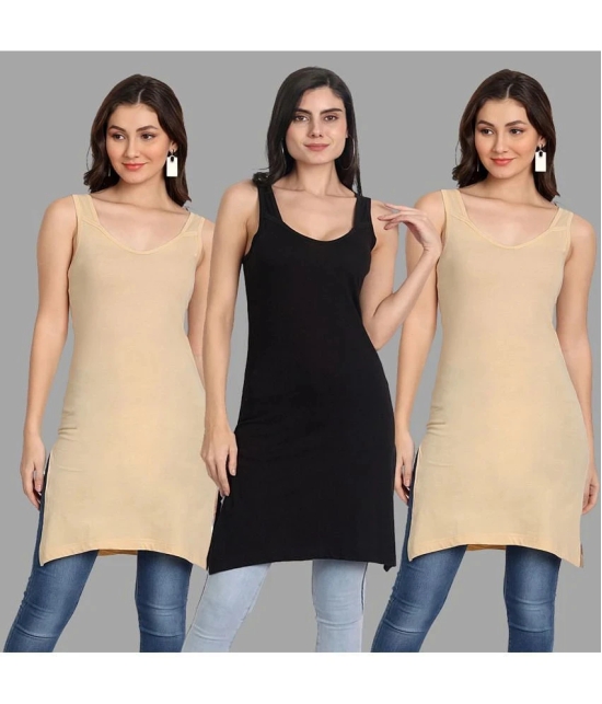 AIMLY Cotton Tanks - Beige Pack of 3 - None