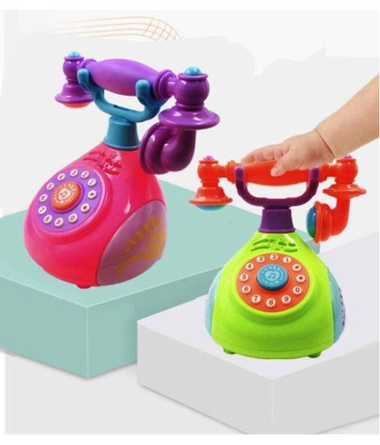 FRATELLI Landline Phone Toy Learning Machine Learn Song for Kids, Multi Color