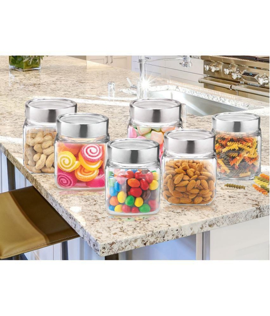 Treo By Milton Cube Storage Glass Jar, Set of 6, 180 ml Each, Transparent - Transparent