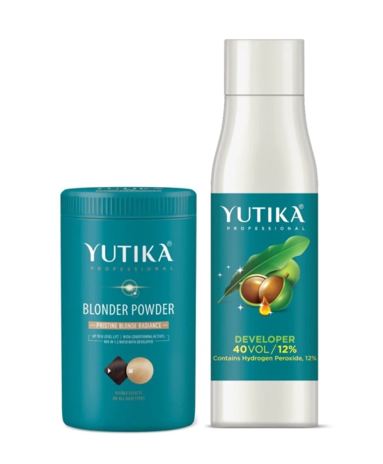 Yuthika Professional Blonder Powder 250g with Hair Color Developer 40 Volume (12%) 500ml