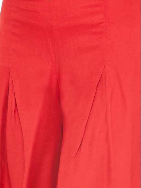 Women Red Flared Solid Palazzos