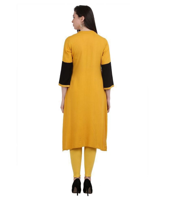 SAAKAA - Yellow Rayon Womens Straight Kurti - XXL