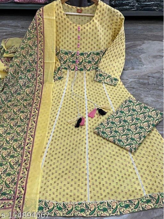 Fashionable Women Kurti Dupatta Set-L / Yellow