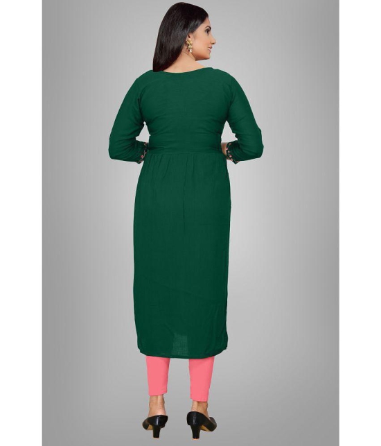 haya fashion - Green Rayon Women's Straight Kurti ( Pack of 1 ) - None