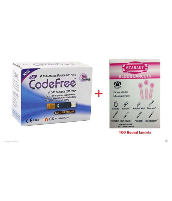 SD CODEFREE 100 Strips + Mehar 100 Lancets Expiry June 2024