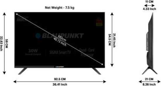 Blaupunkt 100 cm 40 inch Full HD LED Smart Linux TV  40Sigma703BL-Black