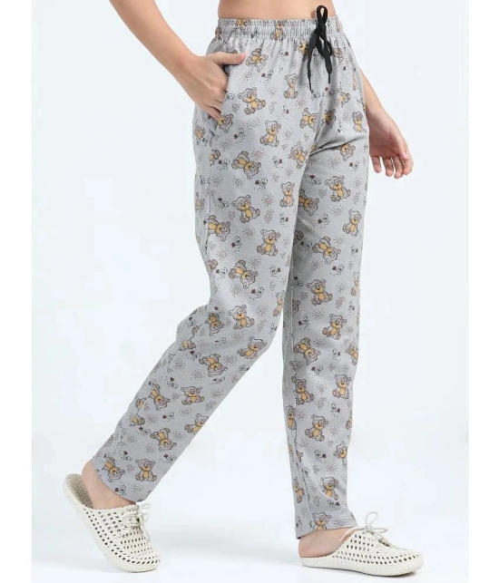 JILZ Grey Cotton Womens Nightwear Nightsuit Sets ( Pack of 1 ) - None