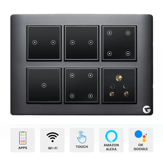 Buy Online L&G 12 Modular Wireless Touch Switch Board | (Size: 12M- 220 x 160 x 45 mm)-Green