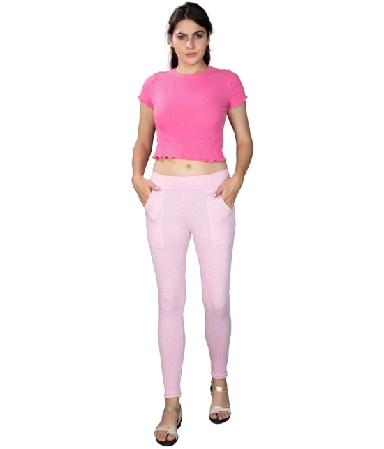 KARARO JEGGINGS - Cotton Blend Skinny Fit Pink Womens Jeggings ( Pack of 3 ) - None