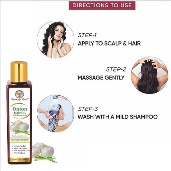 Soundaraya Herbs white Onion Hair Oil For Hair Growth and Hair fall Control (200 ml)