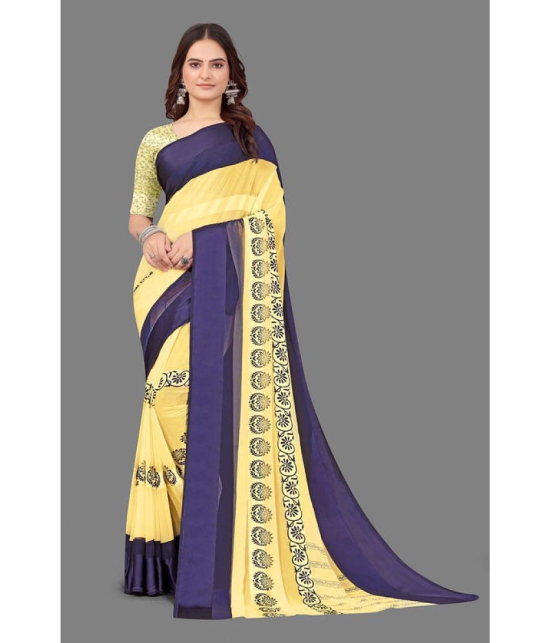 Sitanjali - Yellow Georgette Saree With Blouse Piece ( Pack of 1 ) - Yellow