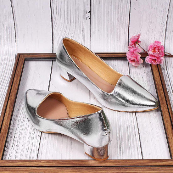 Women Heel Pump Silver