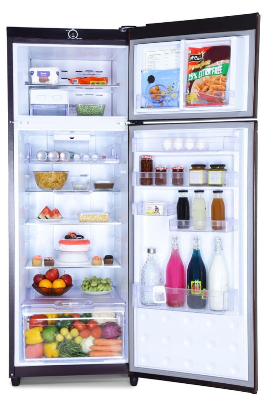 Godrej 290 L 3 Star Convertible Freezer 6-In-1 With Nano Shield Technology Inverter Frost Free Double Door Refrigerator (RX EONVIBE 306C 35 HCIF SL BS, Silver Blossom)