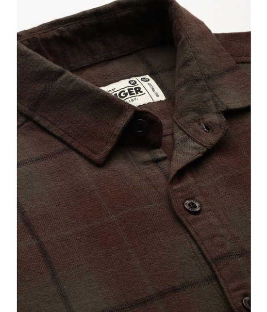 Dillinger 100% Cotton Regular Fit Checks Full Sleeves Mens Casual Shirt - Brown ( Pack of 1 ) - None