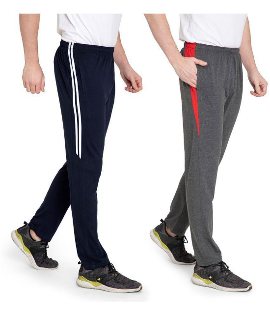 Zeffit Solid Men Navy, Grey Track Pants (Pack Of 2 ) - M