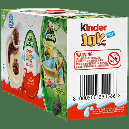 Kinder Joy Chocolate - Rich & Creamy, Natoons, Suprise Toy Inside, 59 G (Pack Of 3)