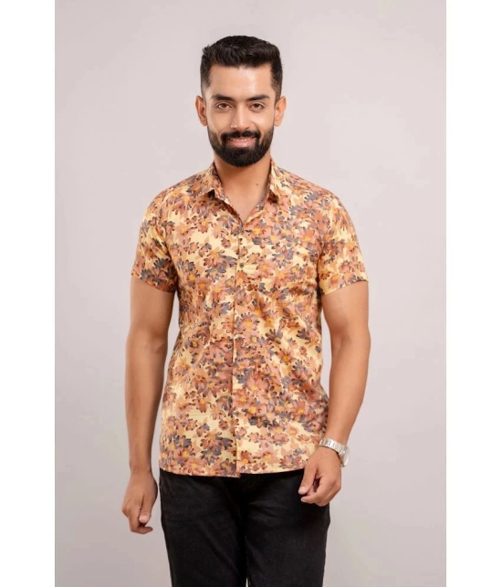 Frionkandy 100% Cotton Regular Fit Printed Half Sleeves Mens Casual Shirt - Yellow ( Pack of 1 ) - None