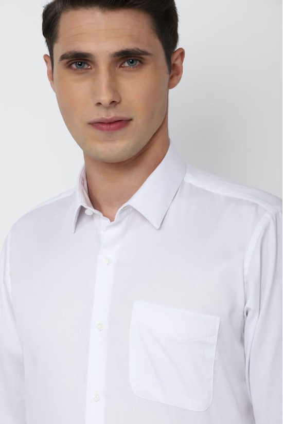 Men White Regular Fit Formal Full Sleeves Formal Shirt