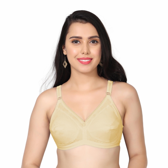 Buy Shuaib Fabrics Cotton Non Paded Full Coverage Wire Free Bra Cream 40  Online