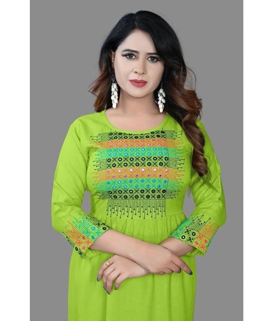 haya fashion - Lime Green Rayon Womens Straight Kurti ( Pack of 1 ) - None