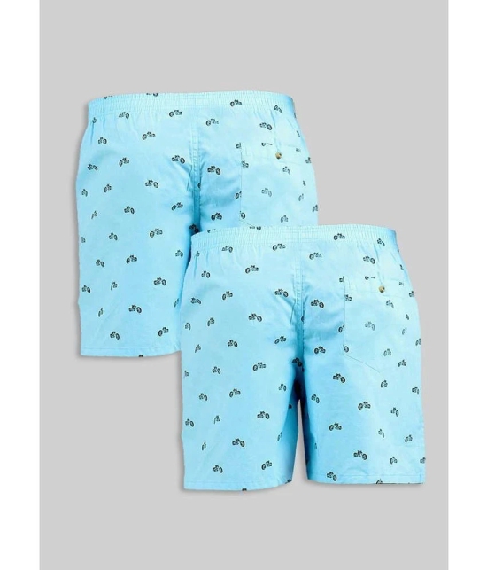 Light Blue Cotton Mens Boxer- ( Pack of 2 ) - None