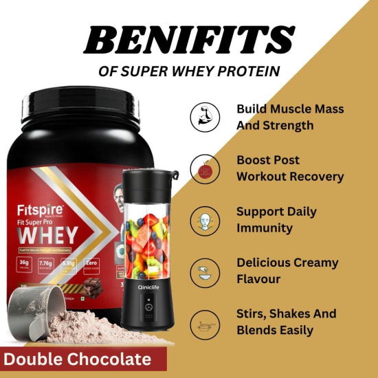 Super Pro Whey Protein (Double Chocolate) + SUPER WHEY PROTEIN (Gourmet Coffee)-Blender