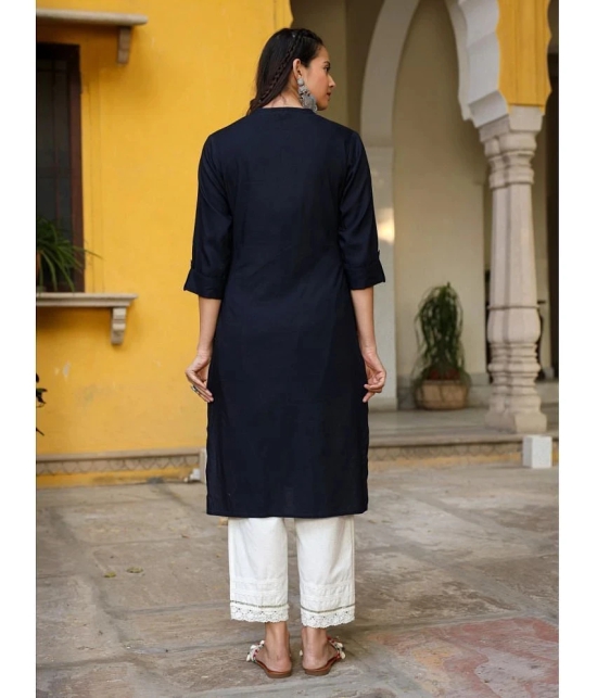 Juniper Rayon Solid Straight Womens Kurti - Navy Blue ( Pack of 1 ) - None