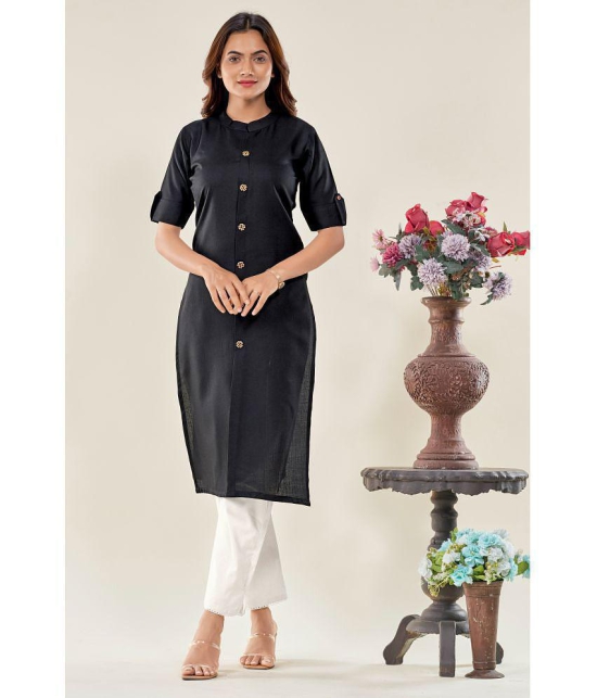 Glomee - Black Cotton Women's Straight Kurti ( Pack of 1 ) - None