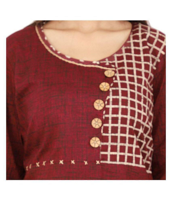 Rangun - Maroon Cotton Blend Women's Straight Kurti - M