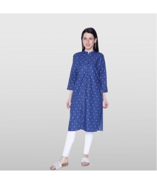 CEFALU - Navy Cotton Blend Women''s Straight Kurti ( Pack of 1 ) - None