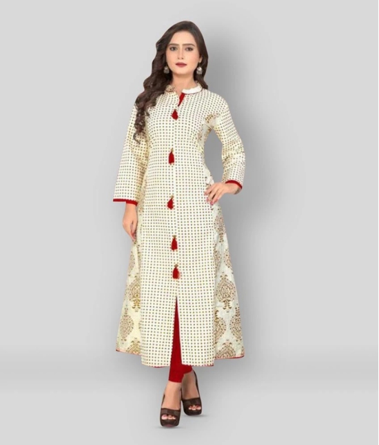 Vbuyz - White Cotton Womens Front Slit Kurti ( Pack of 1 ) - XL