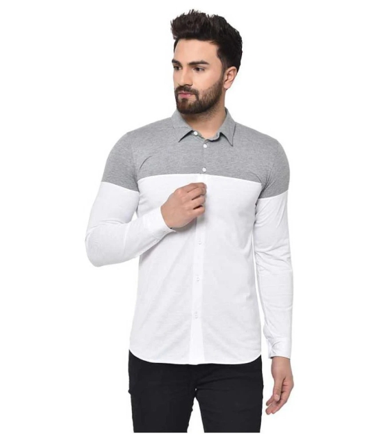 Glito Cotton Blend Regular Fit Colorblock Mens Casual Shirt - White ( Pack of 1 ) - None