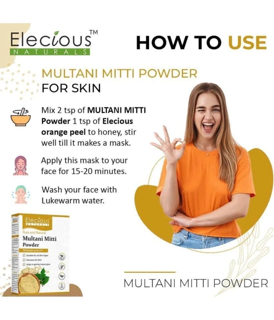 Elecious 100% Natural Multani Mitti powder for Face, Skin and Hair Fullers Earth (200 Grams)