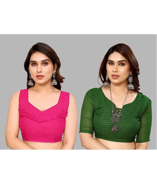 Kashvi Sarees Georgette Printed Saree With Blouse Piece - Multicolor ( Pack of 2 ) - Multicolor