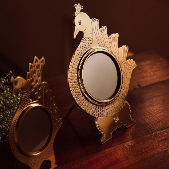 MAYURA - Peacock Shaped Aranmula Kannadi / Metal Mirror-3 Inch